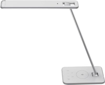 LED-Tischleuchte JAZZ, 11 W, 1000 lm, dimmbar, schwenkbar, mit Induktions-Ladefunktion, weiß-silber