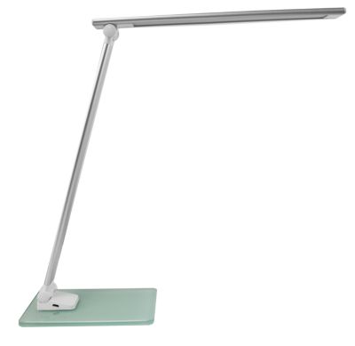 LED-Tischleuchte UNILUX Popy, 5 W, 500 lm, 3000-6000 K, 3 Leuchtstärken, dimmbar, faltbar, silber-weiß