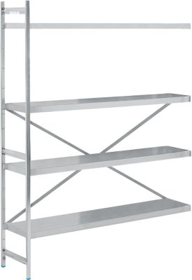 Legbord aanbouw, roestvrij staal, gesloten legborden, B 1475 x D 400 mm