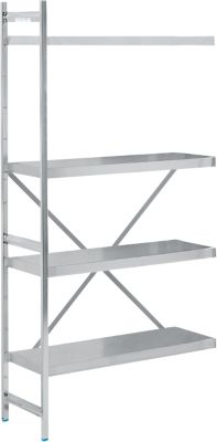 Legbord aanbouw, roestvrij staal, gesloten legborden, B 875 x D 400 mm