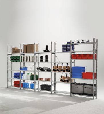 Legbordstelling R3000, B 5155 x H 2278 mm, 5 stellingsecties, 25 in hoogte verstelbare legborden, tot 100/1500 kg, diepte 300 mm