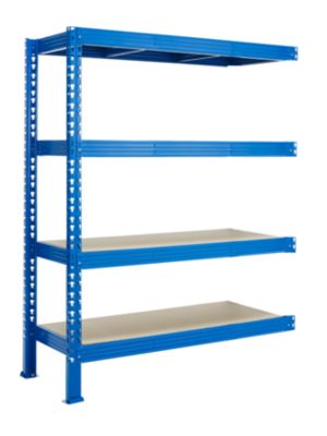 Legbordstelling - zware belasting - aanbouwsectie - B 1525 x D 600 x H 2000 mm - met 4 legborden - draagvermogen 500 kg - hemelsblauw RAL 5015