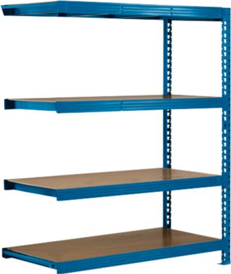 Legbordstelling - zware belasting - aanbouwsectie - B 1525 x D 800 x H 2000 mm - met 4 legborden - draagvermogen 500 kg - hemelsblauw RAL 5015