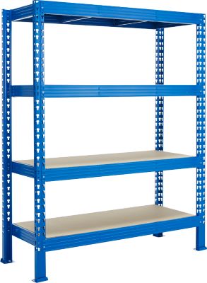 Legbordstelling - zware belasting - basissectie - B 1600 x D 600 x H 2000 mm - met 4 legborden - draagvermogen 500 kg- epoxygelakt - hemelsblauw RAL 5015