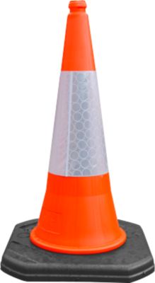 Leitkegel RS-Guidesystems® LK 755, H 750 mm, mit weißer Reflektormanschette, Kunststoff, orange