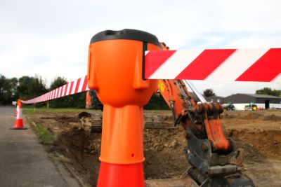 Leitkegelaufsatz Allroundline ALCT-O, für Leitkegel ab mind. H 750 mm, Gurtauszugslänge bis 9 m, H 250 x B 125 mm, Kunststoff, Gurtband rot/weiss