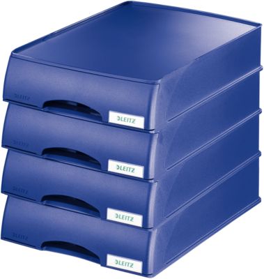 LEITZ® Ablagekorb Plus, DIN A4, Kunststoff, 4 Stück, blau