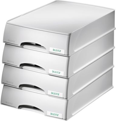 LEITZ® Ablagekorb Plus, DIN A4, Kunststoff, 4 Stück, grau