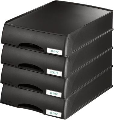 LEITZ® Ablagekorb Plus, DIN A4, Kunststoff, 4 Stück, schwarz