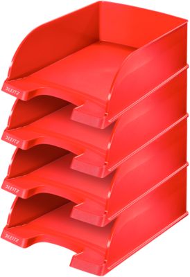 LEITZ® Ablagekorb Plus Jumbo 5233, DIN A4, 4 Stück, rot