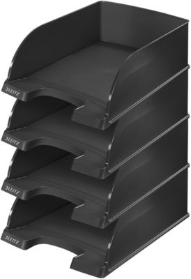LEITZ® Ablagekorb Plus Jumbo 5233, DIN A4, 4 Stück, schwarz
