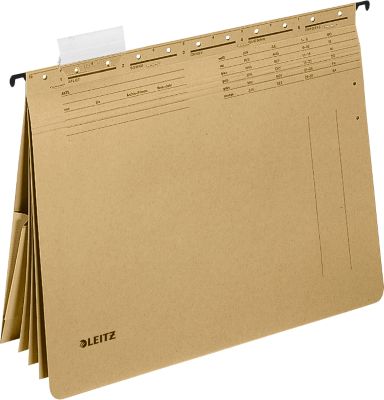 Leitz Alpha® Hängehefter 1983 mit 4 Klebestreifen und 3 Fächern, A4, Naturbraun