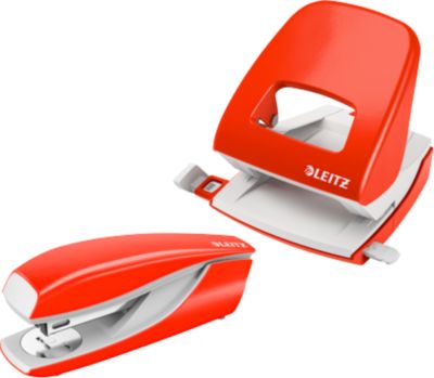 LEITZ® Bürolocher + Tischheftgerät SET, hellrot