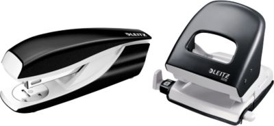 LEITZ® Bürolocher + Tischheftgerät SET, schwarz