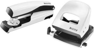 LEITZ® Bürolocher + Tischheftgerät Wow SET, perlweiß