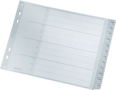 LEITZ® Kunstoffregister, Kalender Dez.-Jan. (12-Blätter), Nr. 1288