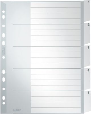 LEITZ Kunstoffregister mit Fenstertaben, DIN A4, 5 Blatt, Nr.1271