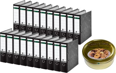 LEITZ® Ordner 1080, DIN A4, 80 mm, schwarz + gratis 1 Dose Buttercookies