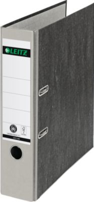LEITZ® Ordner 1080, DIN A4, Rückenbreite 80 mm, Griffloch, geklebtes Rückenschild, Hartpappe, 1 Stück, grau