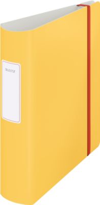 Leitz® Ordner 180° Active Cosy, A4, Rückenbreite 82 mm, 180°-Hebelmechanik, geklebtes Rückenschild & Gummiband, gelb