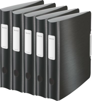 LEITZ® Ordner Active Style, DIN A4, Rückenbreite 65 mm, 5 Stück, satin schwarz