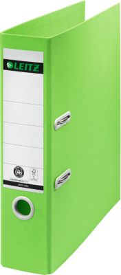 LEITZ® Ordner Recycle, A4, Rückenbreite 50 mm, 180°-Hebelmechanik, Rückenschild & Griffloch, zu 100 % recycelbar, grün