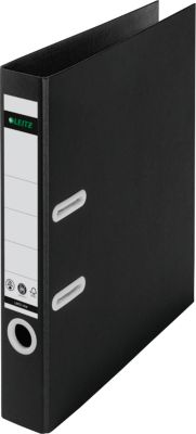 LEITZ® Ordner Recycle, A4, Rückenbreite 50 mm, 180°-Hebelmechanik, Rückenschild & Griffloch, zu 100 % recycelbar, schw.