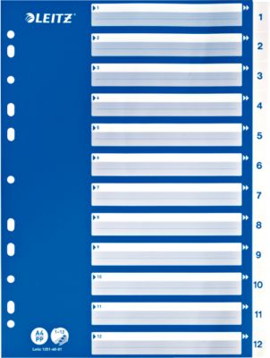 LEITZ® PP-Register mit blauem Deckblatt, Zahlen 1-12