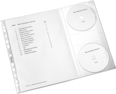 LEITZ® Prospekthülle 4761 mit CD-Klappe, DIN A4, oben offen, 5 Stück