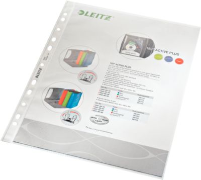 LEITZ Prospekthülle 4790, DIN A4, oben offen, 100 Stück, genarbt, transparent, 0,10 mm