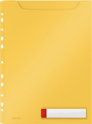 Leitz® Prospekthülle Cosy Privacy Maxi, blickdicht, A4, bis 150 Blatt, Lochrand einklappbar, Schreibschild, 3 Stück, gelb