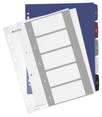 LEITZ Register Style, Zahlenregister, extrabreit, einzeln, Zahlen 1-5
