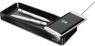 Leitz Stifteschale Duo Colour 53650095, Qi-Ladegerät, Polystyrol, schwarz/grau, 26,6 x 2,8 x 10,1 cm