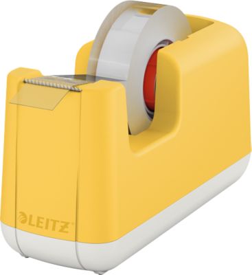Leitz® Tischabroller für Klebefilm Cosy, für Rollen mit L 33 m x B 19 mm, Füße, inkl. Klebefilmrolle, Kunststoff, gelb