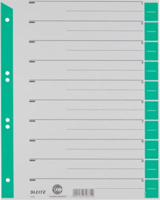 LEITZ® Trennblätter A4 1652, zur freien Verwendung, 25 Stück, grün