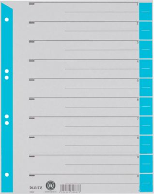 LEITZ® Trennblätter A4 1652, zur freien Verwendung, 25 Stück, hellblau