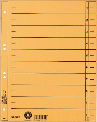 LEITZ® Trennblätter, DIN A4, Zahlen, 100 Stück, gelb