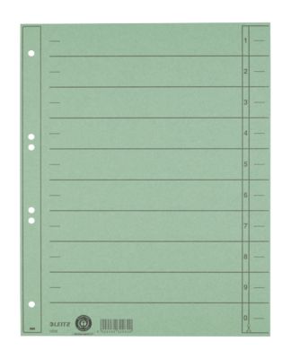 LEITZ® Trennblätter, DIN A4, Zahlen, 100 Stück, grün