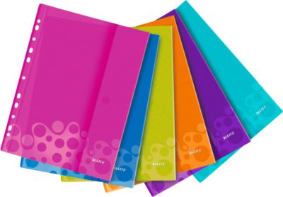 LEITZ® Wow Prospekthülle, DIN A4, mit Seitenklappe, 6 Stück