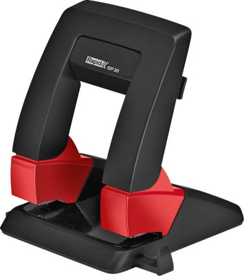 Locher Rapid SP30 Press Less SB, 2-fach Lochung 80 mm, für 30 Blatt, ergonomisch, schwarz-rot