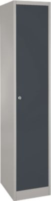 Lockerkast, staal, cilinderslot, met etikethouder, 1 compartiment, licht zilver/antraciet RAL 7016
