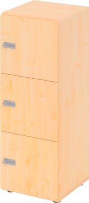 Lockerkast Topas Line, 3 dossierhoogtes, 3 compartimenten, cijferslot, B 400 x D 420 x H 1100 mm, ahorn/mapulier