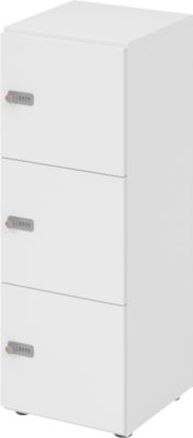 Lockerkast Topas Line, 3 dossierhoogtes, 3 compartimenten, cijferslot, B 400 x D 420 x H 1100 mm, wit/wit