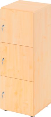 Lockerkast Topas Line, 3 dossierhoogtes, 3 vakken, cilinderslot, B 400 x D 420 x H 1100 mm, ahorn/mapulier