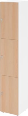 Lockerkast Topas Line, 6 dossierhoogtes, 3 compartimenten, cilinderslot, B 400 x D 420 x H 2156 mm, wit/eiken