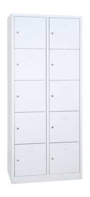 Lockerzuil, 10 vakken, cilinderslot, hoogte 1900 mm, lichtgrijs/lichtgrijs