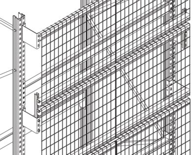 Lot de panneaux arrière grillagés, pour H 2500 et P 850 mm, largeur 1900 mm, avec accessoires