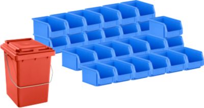 Magazijnbak LF 221 SSI Schäfer - polypropeen - L 234 x B 150 x H 122 mm - 2,7 l - blauw - voordeelset: 25 + 1 recycleerbare materialenbak - rood 