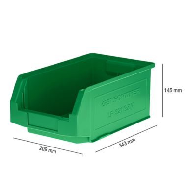 Magazijnbak LF 321 SSI Schäfer - polypropeen - L 343 x B 209 x H 145 mm - 7,5 l - groen