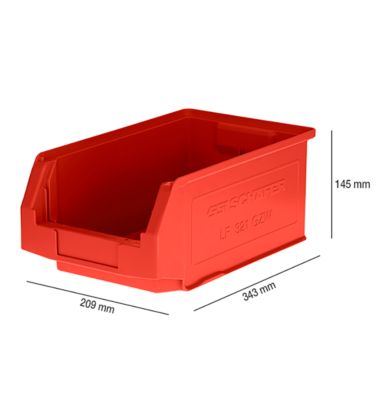Magazijnbak LF 321 SSI Schäfer - polypropeen - L 343 x B 209 x H 145 mm - 7,5 l - rood